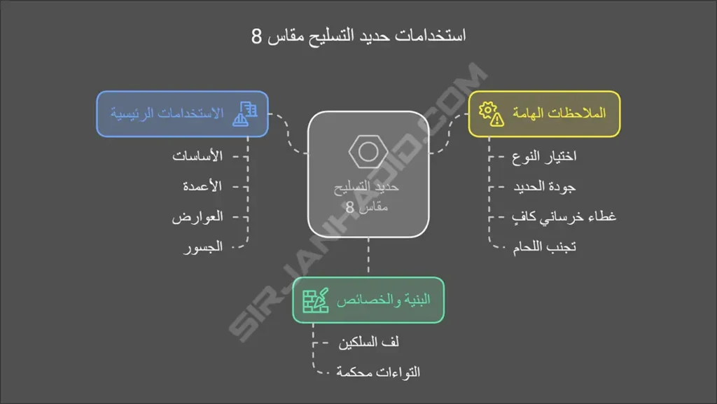 شراء حديد التسليح قياس 8 مباشرة من المصنع